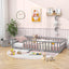 Twin Size Kids Wood Montessori Floor Bed with Door - Gray