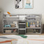 Twin Size Loft Bed with LED Lights and Staircase - Gray