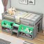 Twin Size Loft Bed with LED Lights and Staircase - Gray