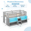 Twin Size Loft Bed with LED Lights and Staircase - Gray