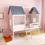 Twin Size Kids House Bed Low Loft Frame - White