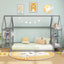 Cama Montessori de Suelo en Tamaño Twin con Estantes de Almacenamiento Desmontables - Gris
