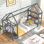 Cama Montessori de Suelo en Tamaño Twin con Estantes de Almacenamiento Desmontables - Gris