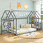 Cama Montessori de Suelo en Tamaño Twin con Estantes de Almacenamiento Desmontables - Gris
