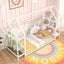 Cama Casa de Suelo Montessori de Tamaño Twin con Estantes de Almacenamiento - Blanca