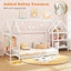 Cama Casa de Suelo Montessori de Tamaño Twin con Estantes de Almacenamiento - Blanca