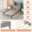 Estructura de Cama de Plataforma de Madera de Tamaño Twin con Cabecero de Estantería - Gris