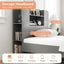 Estructura de Cama de Plataforma de Madera de Tamaño Twin con Cabecero de Estantería - Gris