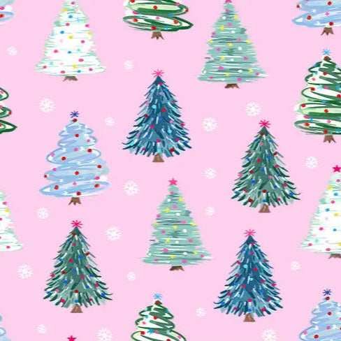 Tela de Nube Cuddle Rosa Twinkle Trees por Yarda