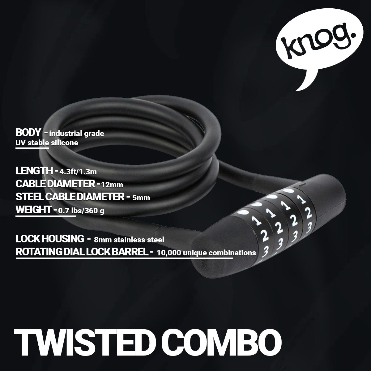 Knog Twisted Combo Cable Lock - Premium Security Solution