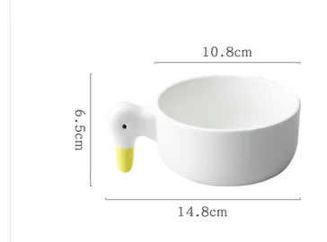 Creative Duckling Ceramic Bowl and Coffee Cup Set