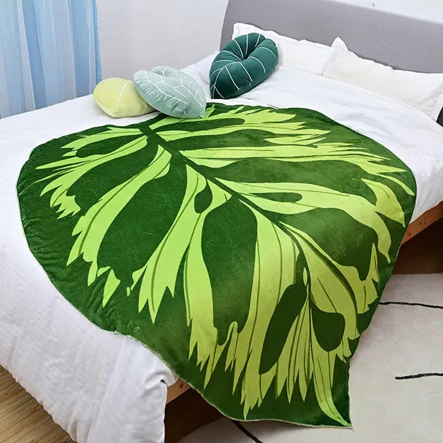 Manta de Hoja - Manta de Franela Acogedora para Decoración del Hogar