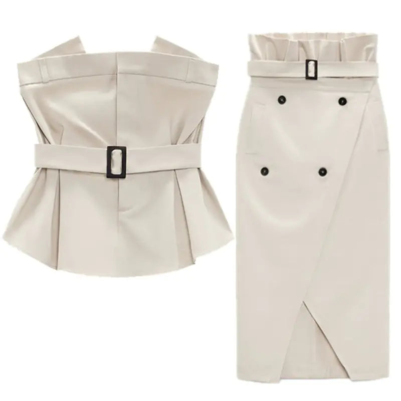 Conjunto de Top y Falda Rizada Chic Y2K de Verano 2023
