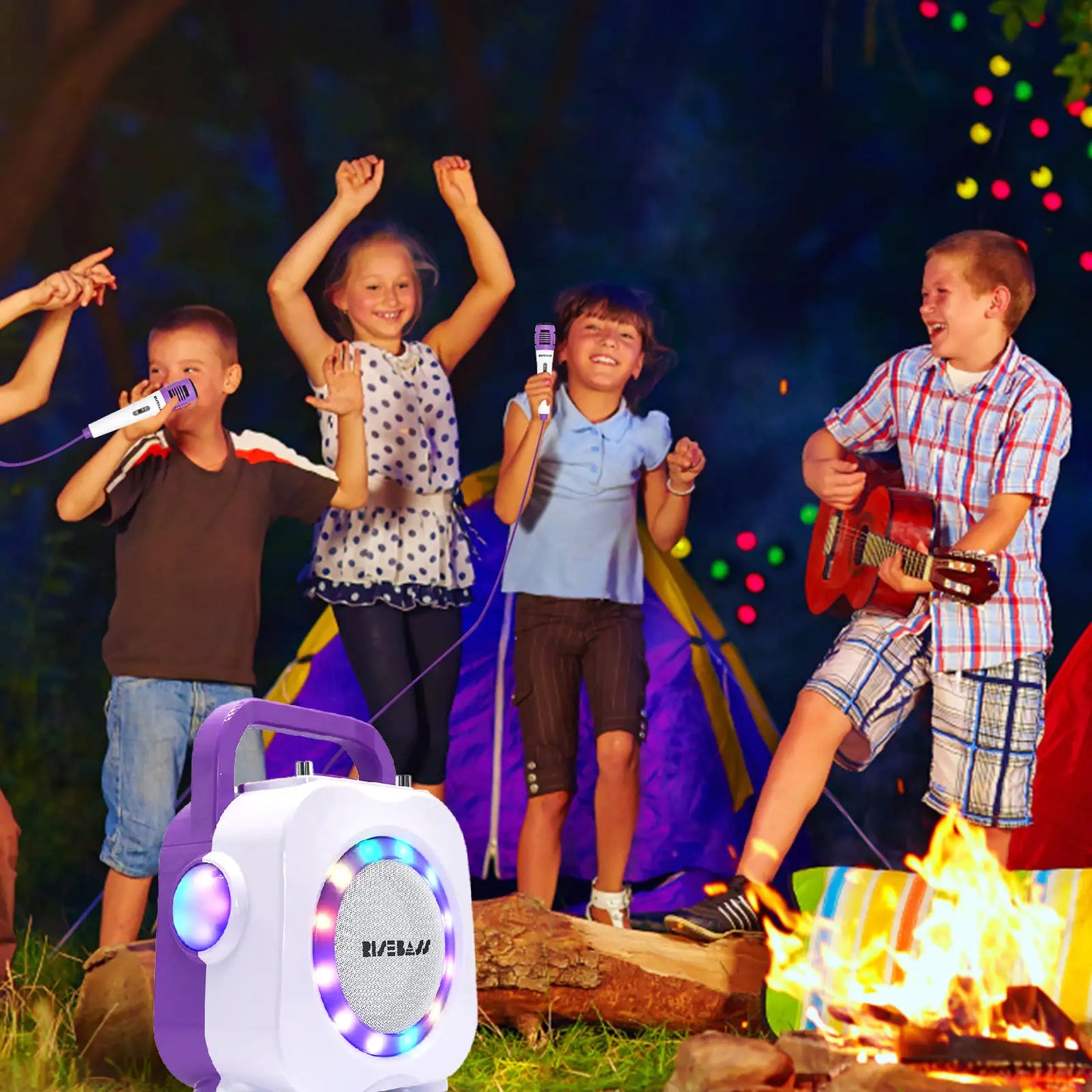 Machine de karaoké portable pour enfants avec deux microphones