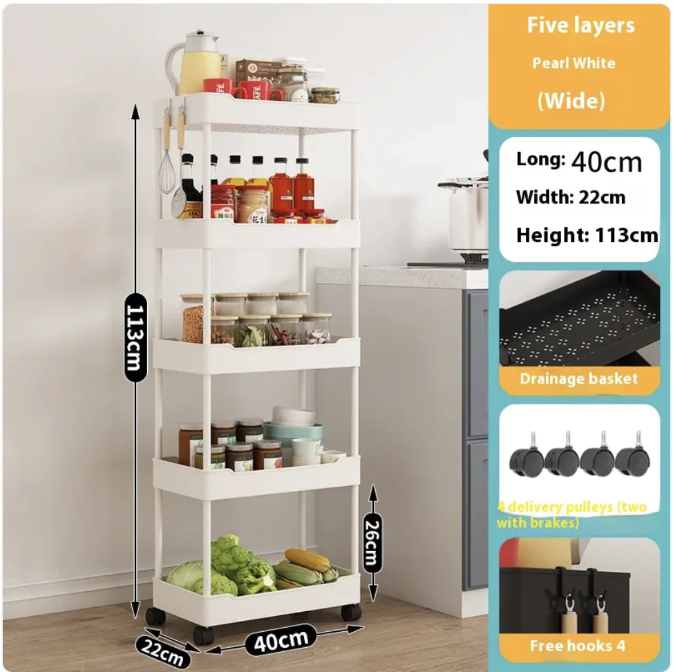 Multi-Tier Kitchen Storage Cart - Versatile & Modern Design