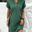 Vestido Pullover V-Neck de Dos Botones Elegante