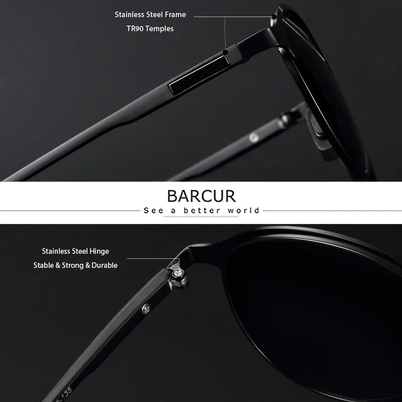 BARCUR Trendy Women's Polarized Round Frame Sunglasses