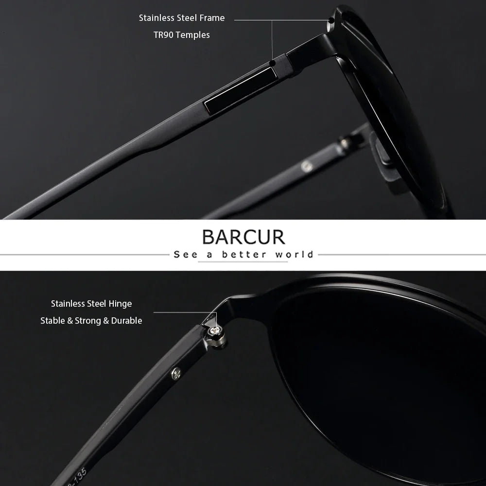 BARCUR Trendy Women's Polarized Round Frame Sunglasses