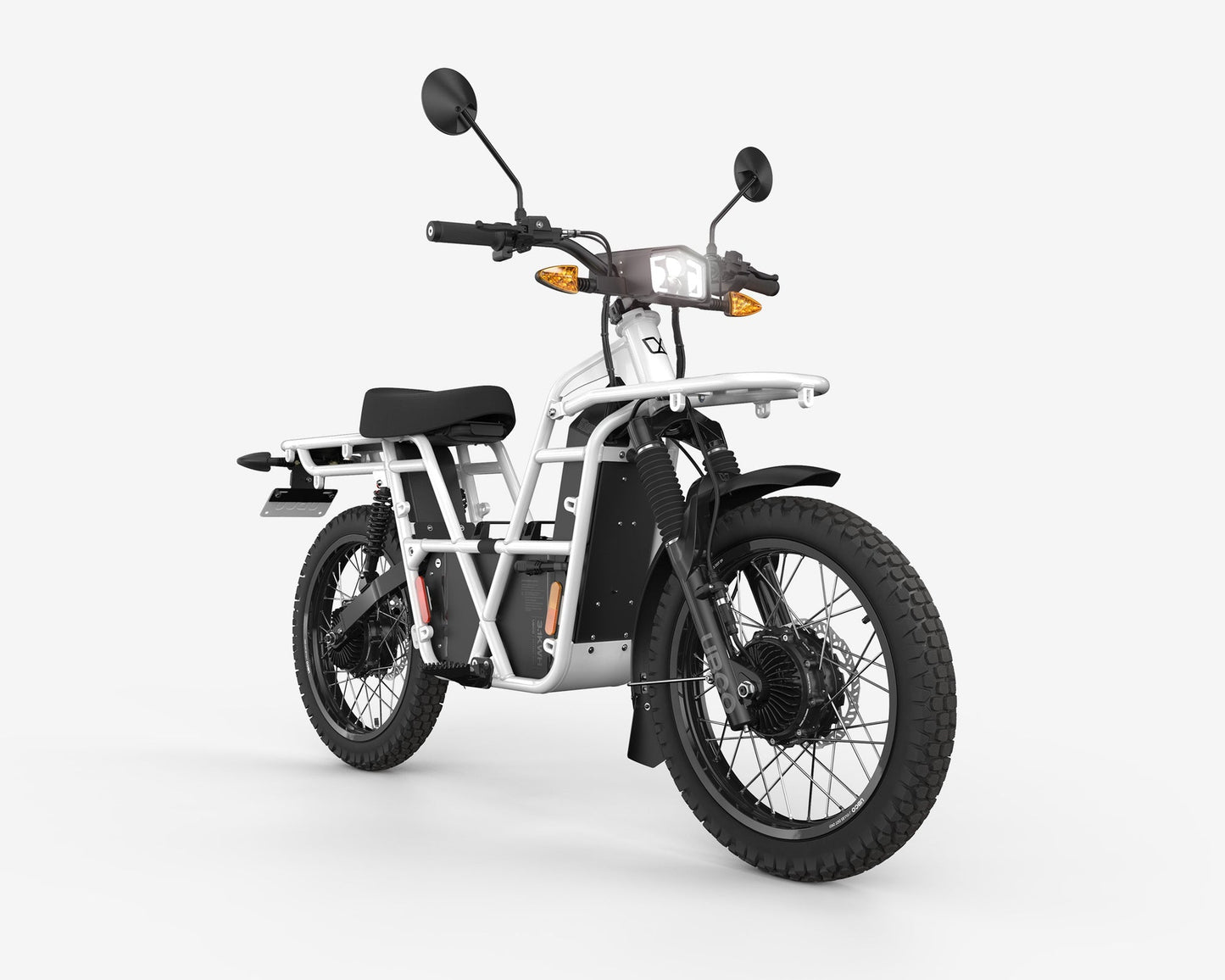 Vélo d'Aventure UBCO 2x2 - Blanc avec Sacoches et Haut-parleurs (Démonstration)