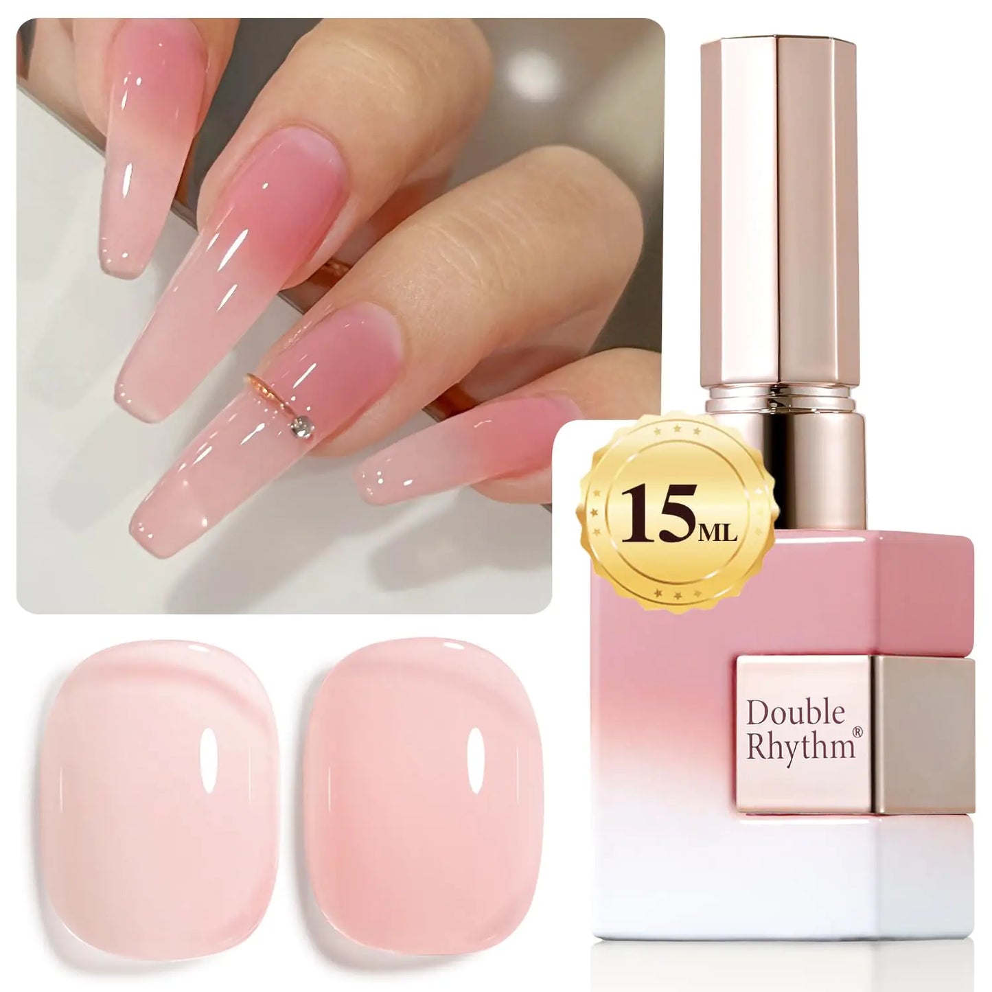 Esmalte de Gel Translúcido Double Rhythm - Rosa Lechoso 15ML