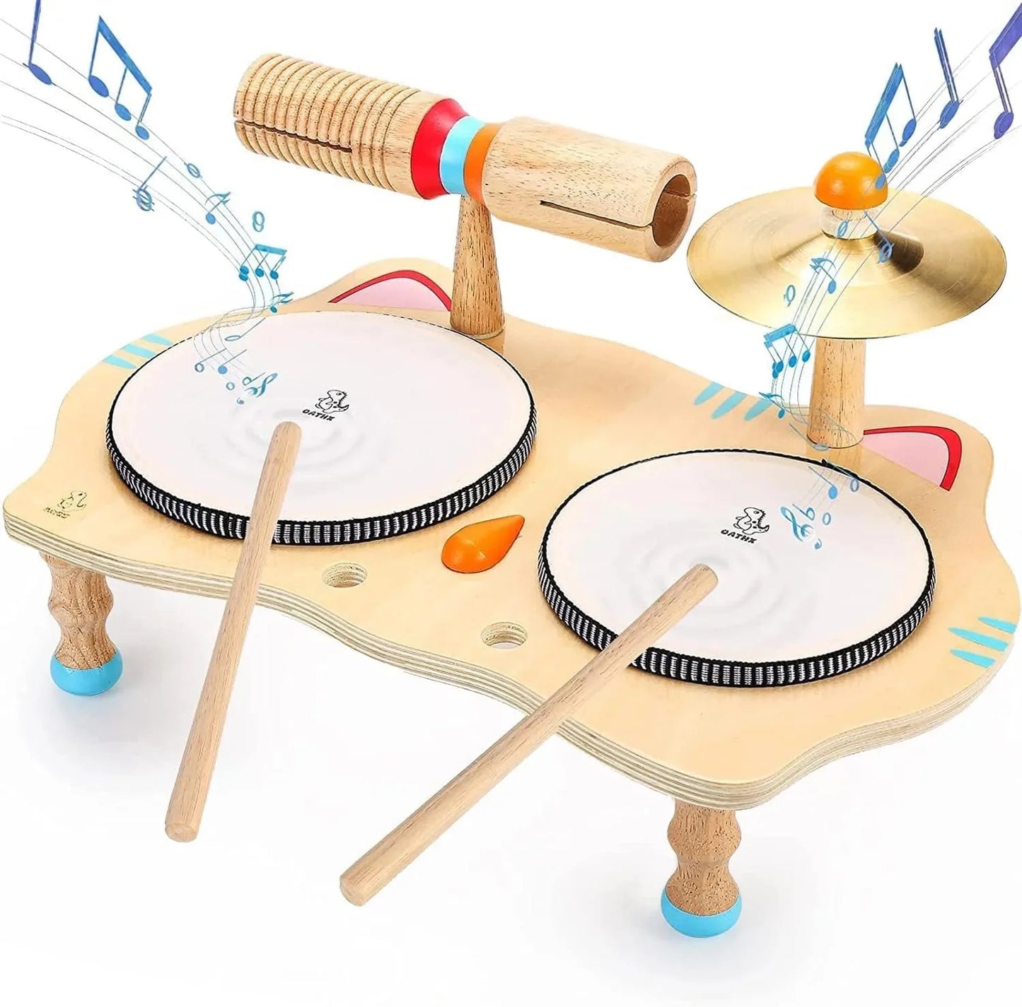 Ensemble de tambours en bois Montessori pour un jeu créatif