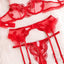Ensemble de lingerie en dentelle rouge Ellolace pour femmes