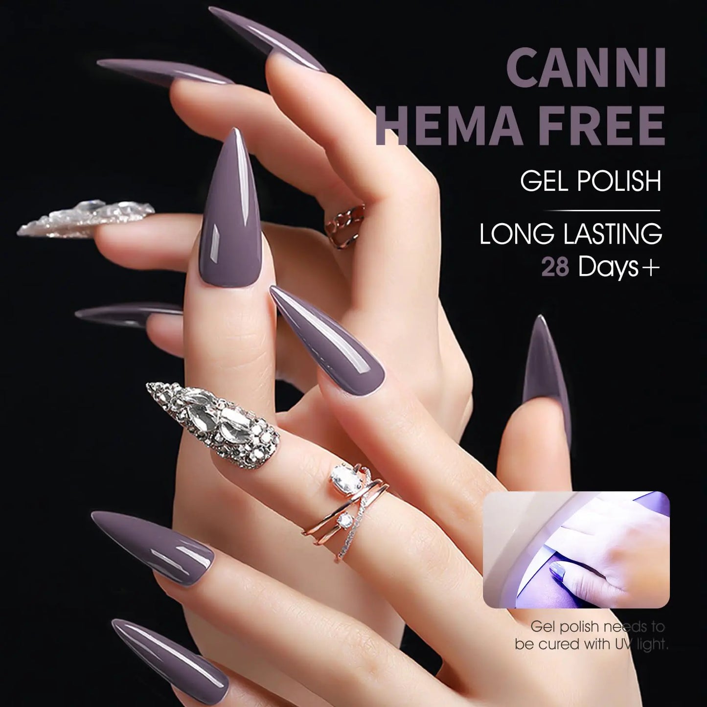 CANNI Dark Grey Gel Nail Polish - High Gloss Finish