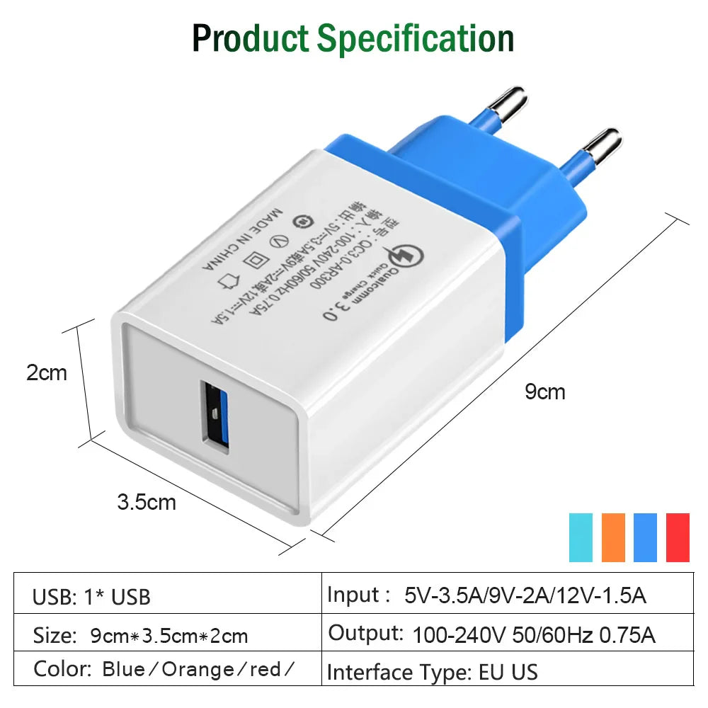 Premium USB Quick Charge 3.0 Mobile Phone Charger