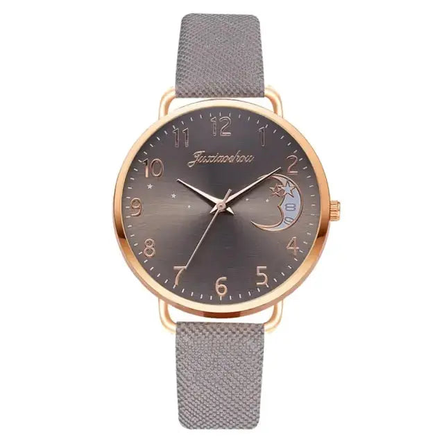 Conjunto de Reloj y Pulsera con Números de Luna