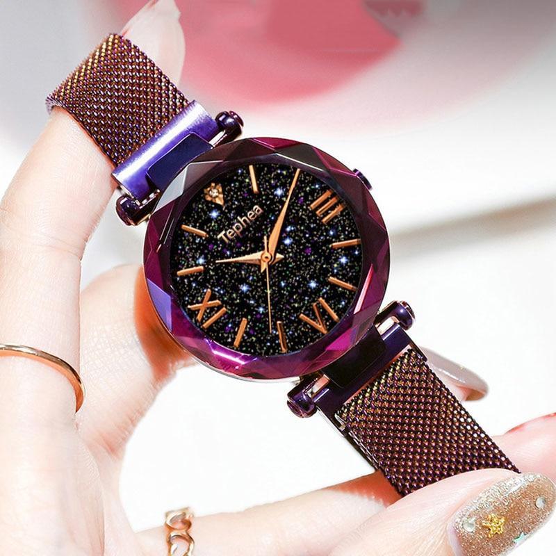 Montre à Quartz de Luxe pour Femmes STEVVEX - Design Magnétique Ciel Étoilé