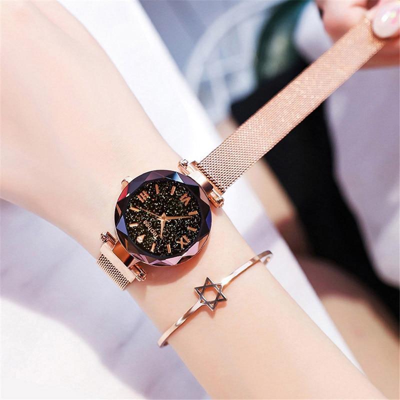 Montre à Quartz de Luxe pour Femmes STEVVEX - Design Magnétique Ciel Étoilé