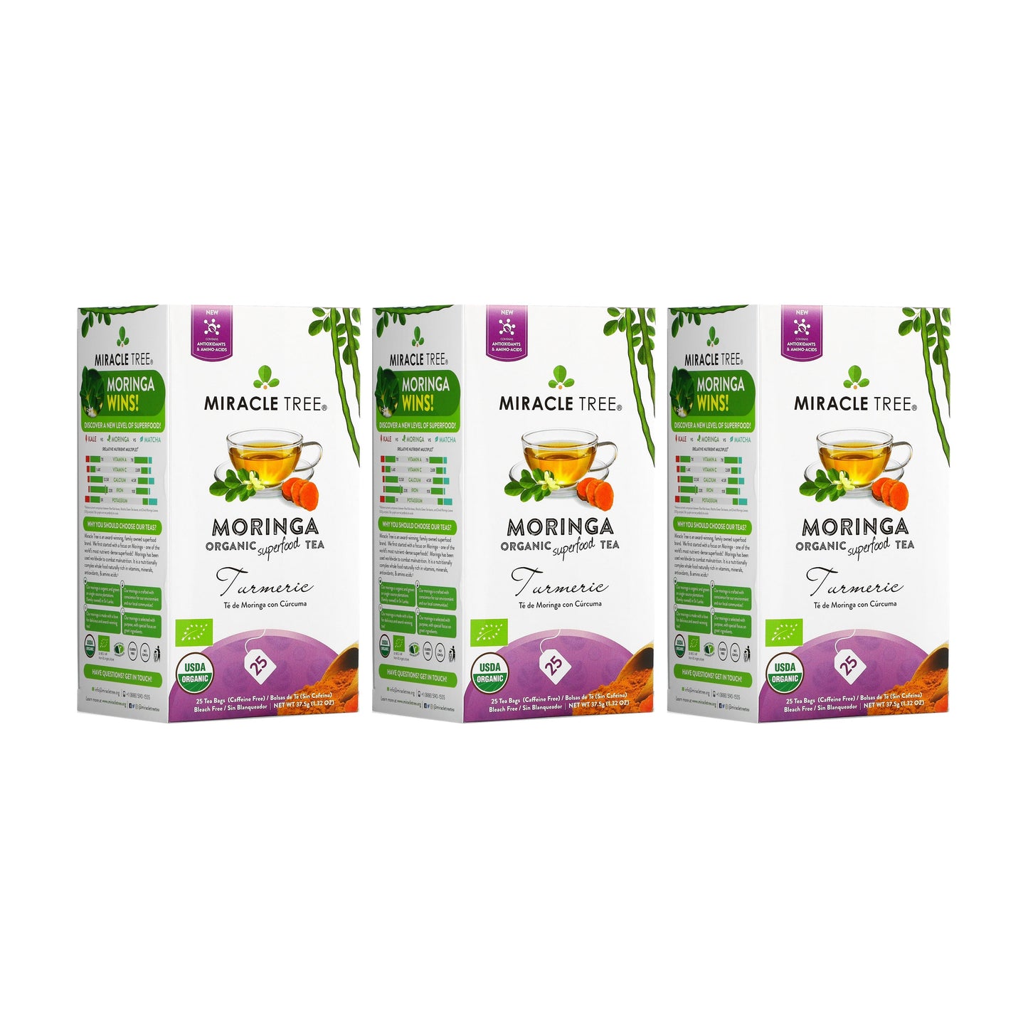 Organic Moringa & Turmeric Tea - 25 Wrapped Tea Bags