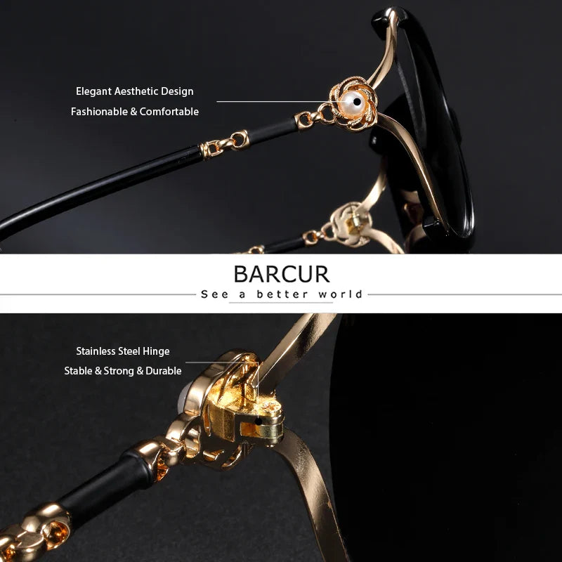 BARCUR Trendy Butterfly Sunglasses with Polarized Lenses