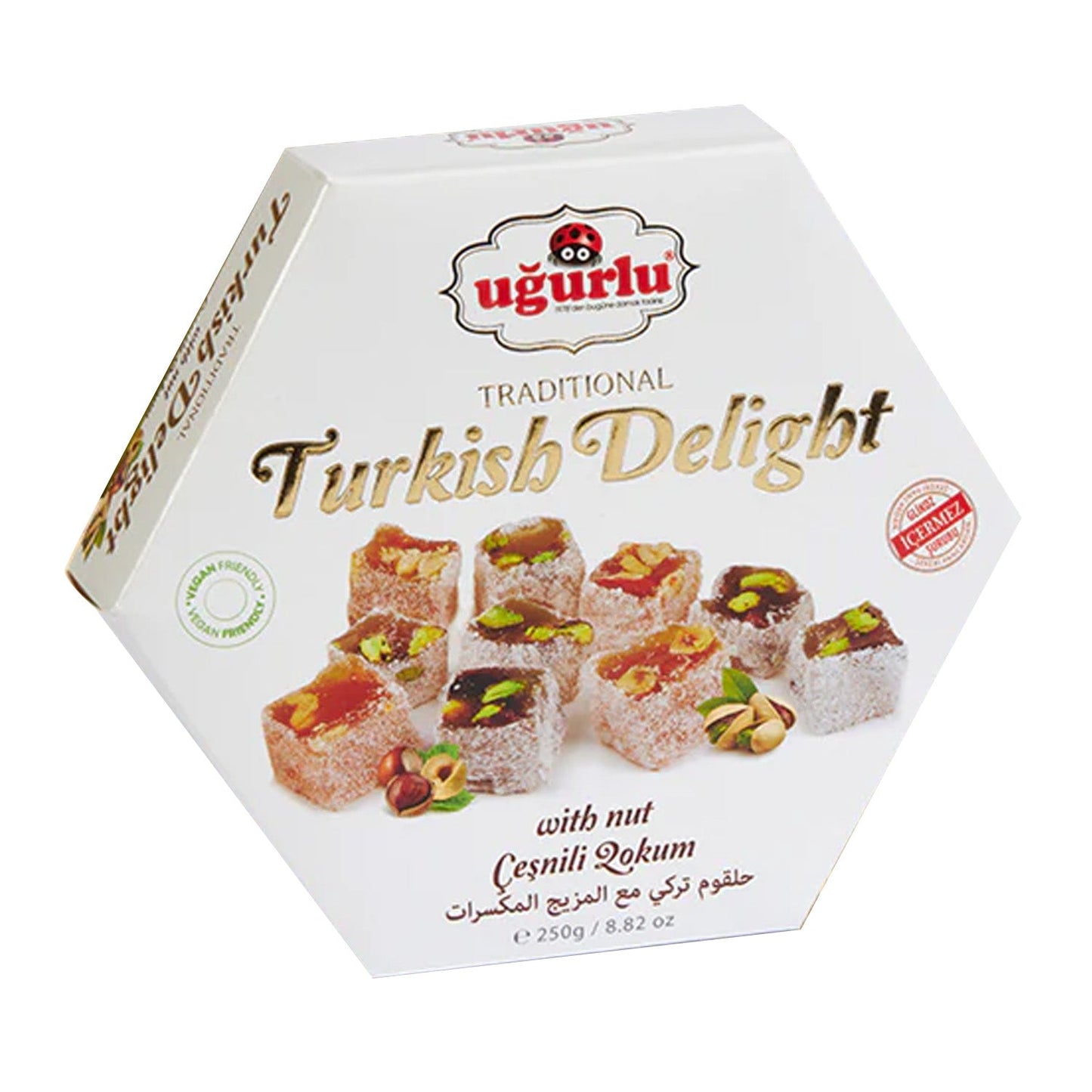 Uğurlu Altıgen Çeşnili Lokum – 250g (Hexagon Assorted Turkish Delight)