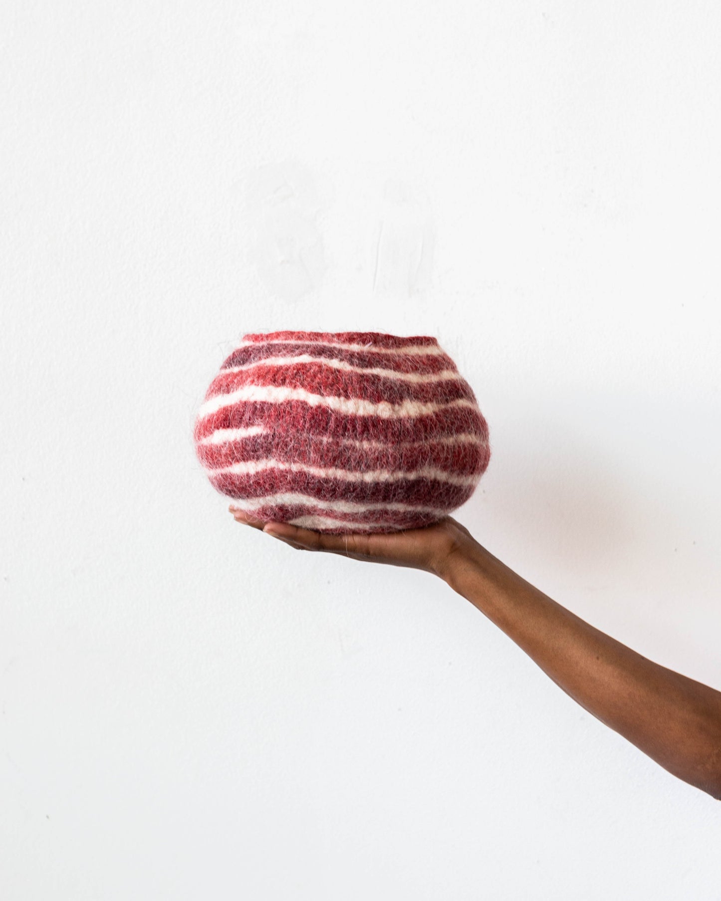 Berry Red Pathways Decorative Wool Ukhamba Bowl - Korvel