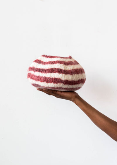 Berry Red Pathways Decorative Wool Ukhamba Bowl - Korvel