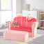Fauteuil pour enfants en velours ultra doux avec ottoman - Rose