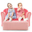 Fauteuil pour enfants en velours ultra doux avec ottoman - Rose