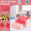 Fauteuil pour enfants en velours ultra doux avec ottoman - Rose