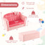 Fauteuil pour enfants en velours ultra doux avec ottoman - Rose