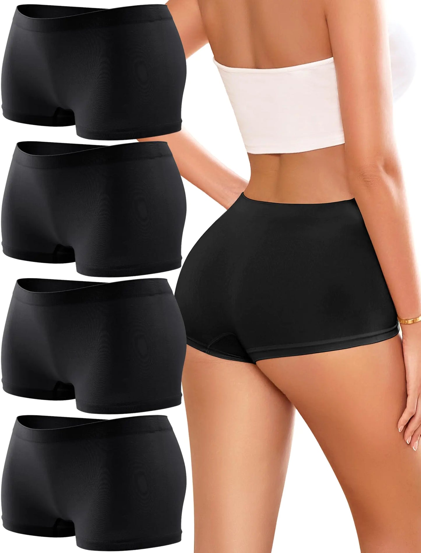 Premium Women's Boyshorts - Seamless Full Coverage 4 Pack
