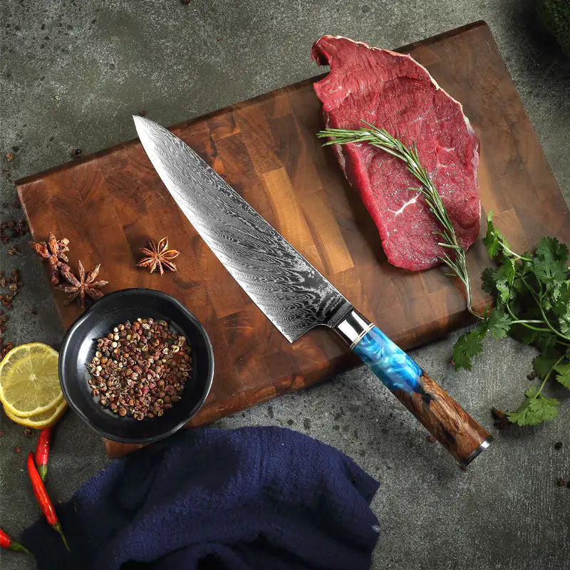 Couteau de Chef en Acier Damas Premium
