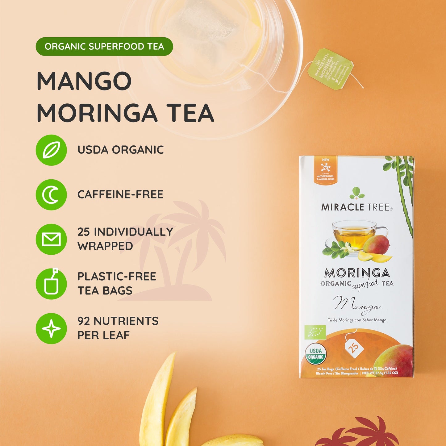 Té de Moringa Orgánico con Sabor a Mango
