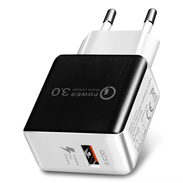 Cargador USB QC3.0 Enchufe EU Adaptador Rápido 18W