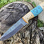 Artisan Damascus Hunting Knife with Olive Wood & Resin Handle by KBS Knives - Korvel