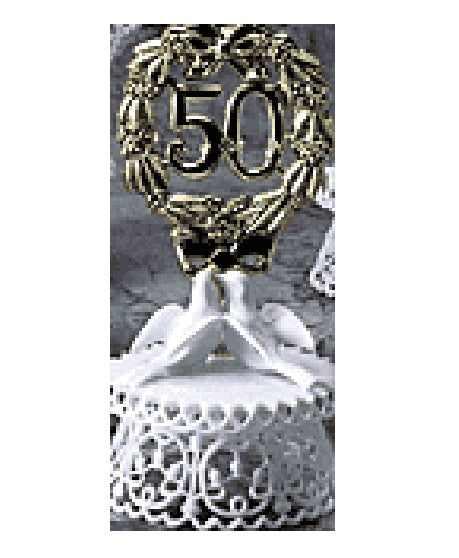 Golden Anniversary Cake Topper with Doves