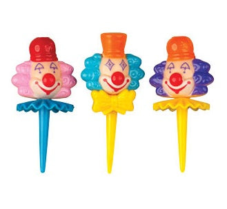 Clown Head Picks - Ruffles & Bowties - 48 Count