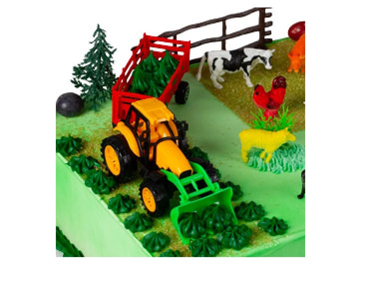 Kit de gâteau avec animaux de la ferme et tracteur