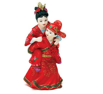 Asian Wedding Couple Figurine in Traditional Attire