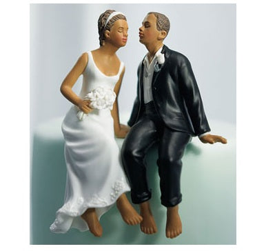 Whimsical Ethnic Couple Cake Topper - Just One Kiss